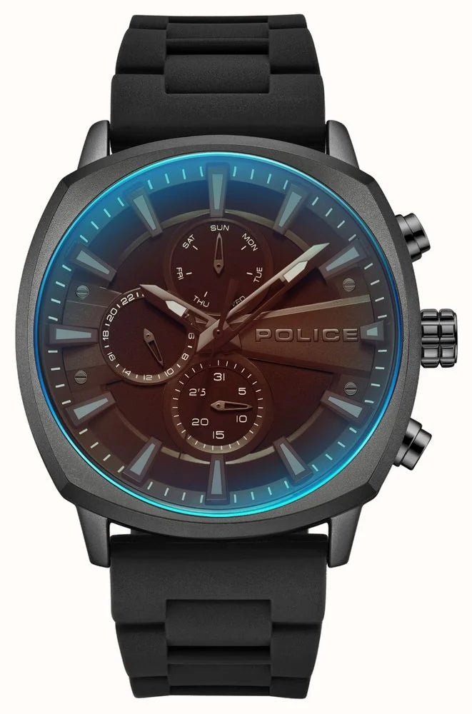 Police TUNEFUL (48mm) Grey Dial / Black Silicone Strap PEWJQ9003401