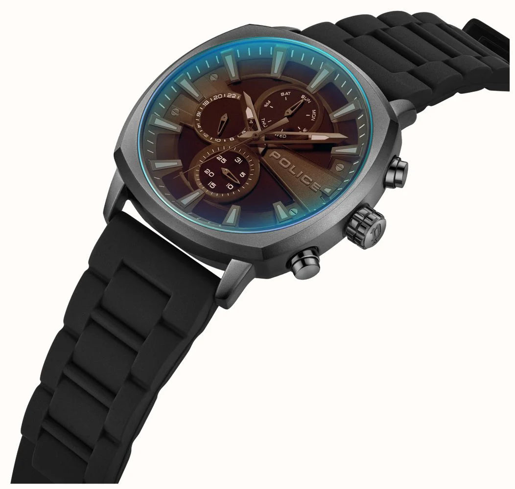 Police TUNEFUL (48mm) Grey Dial / Black Silicone Strap PEWJQ9003401