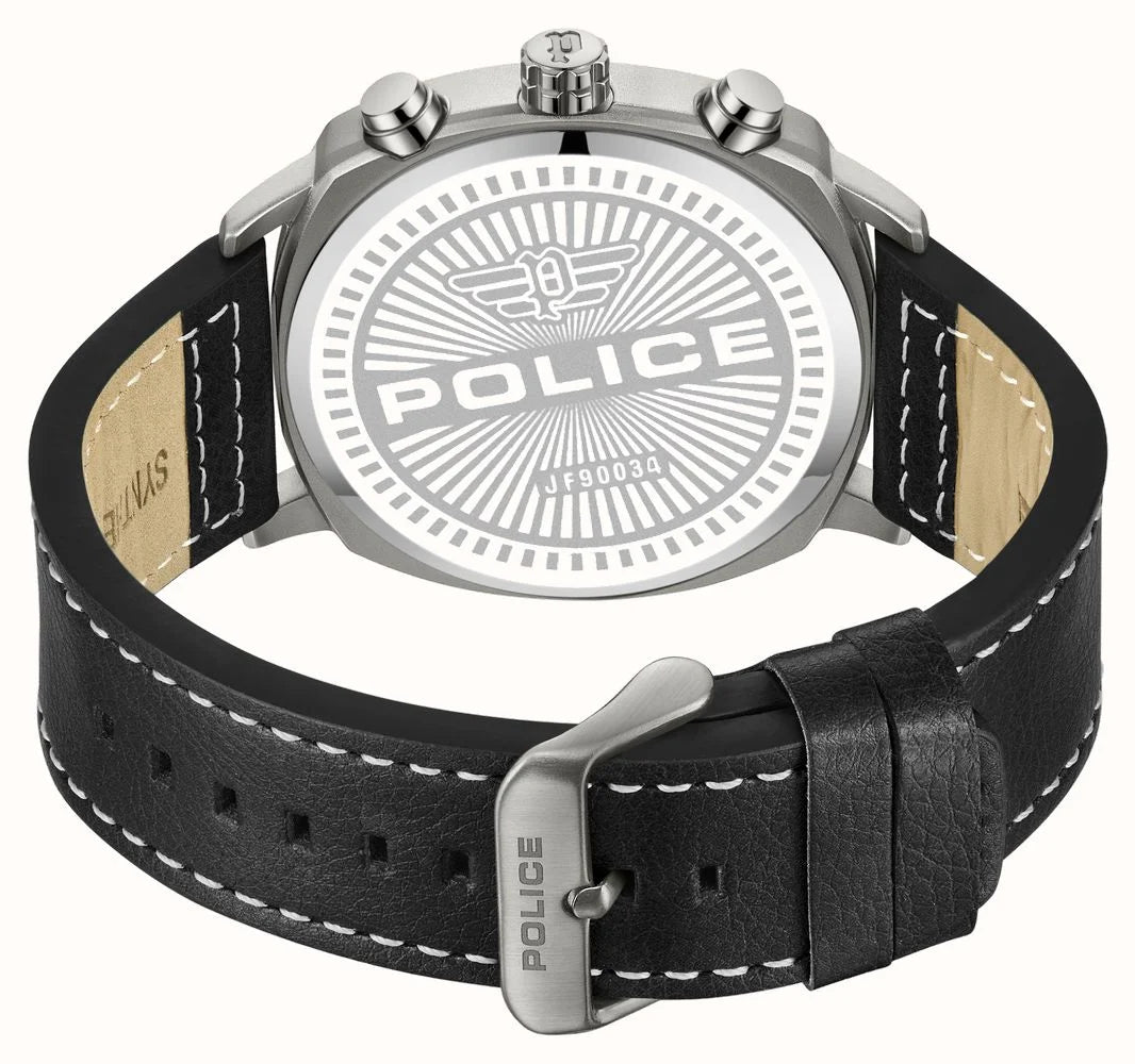 Police TUNEFUL Quartz Multifunction (48mm) Blue & Grey Dial / Black Leather Stra