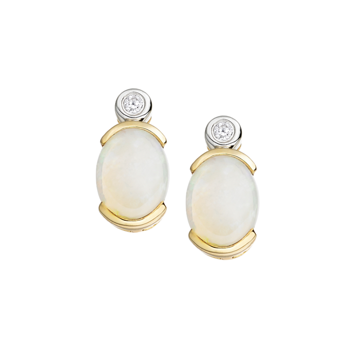 Pair of gold earrings with white stones qualified gemmologist