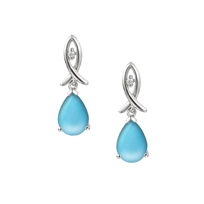 Pair of earrings with blue teardrop stones qualified gemmologist