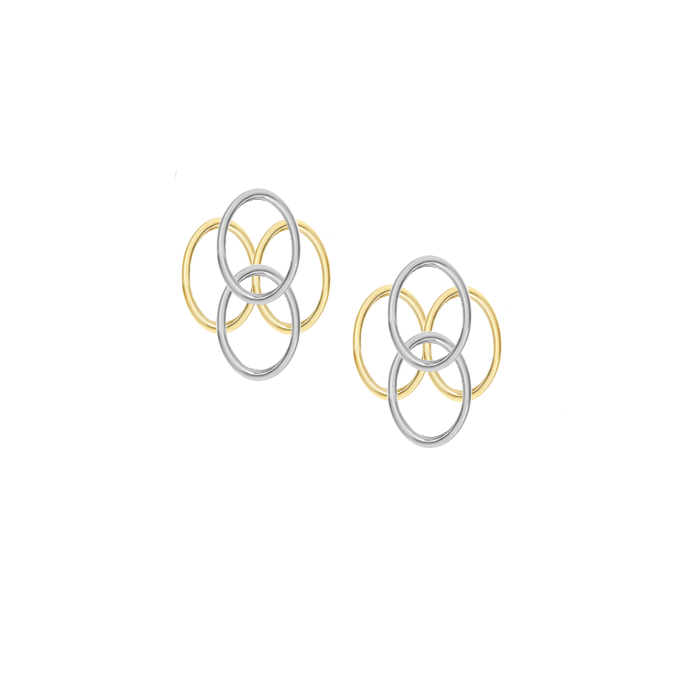 Pair of gold and silver interlocking ring earrings qualified gemmologist