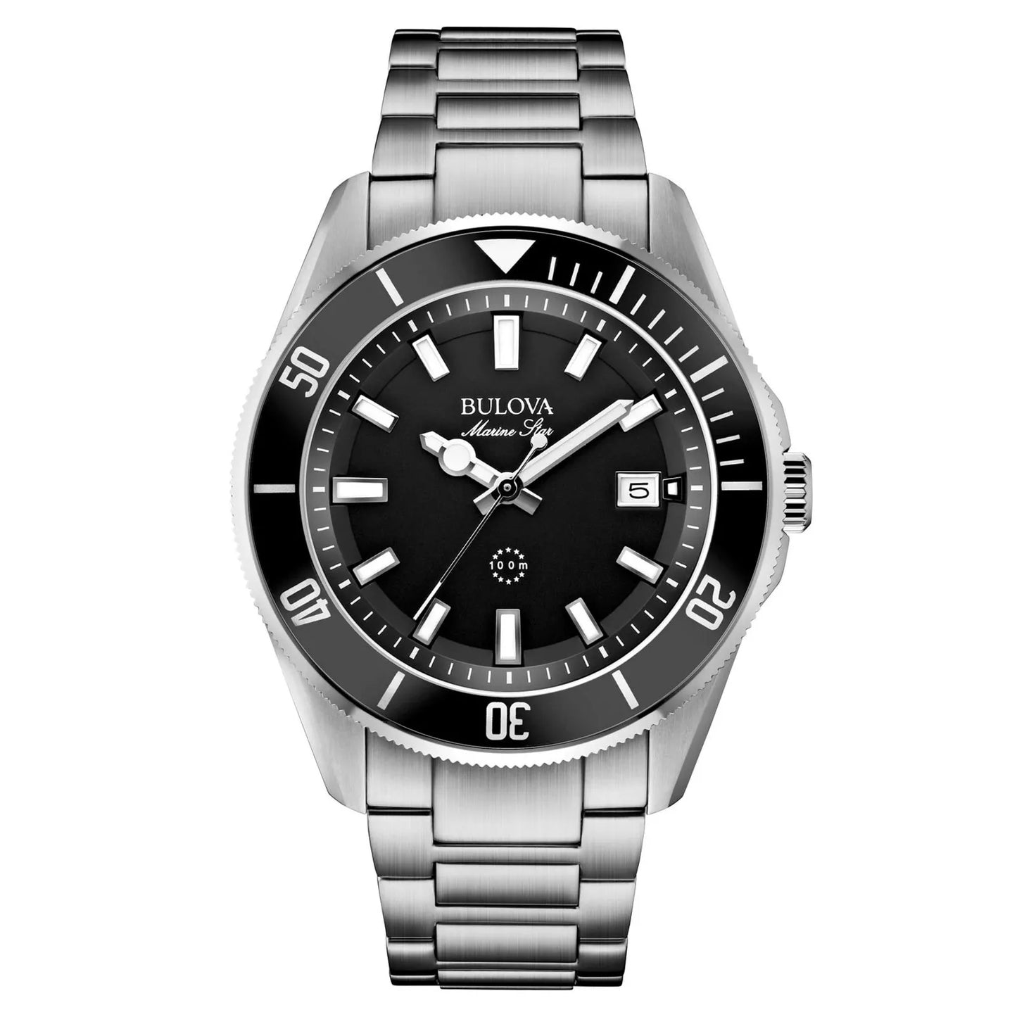 Bulova Marine Star 98B203 43mm Black/Silver Stainless Steel Case with Silver...