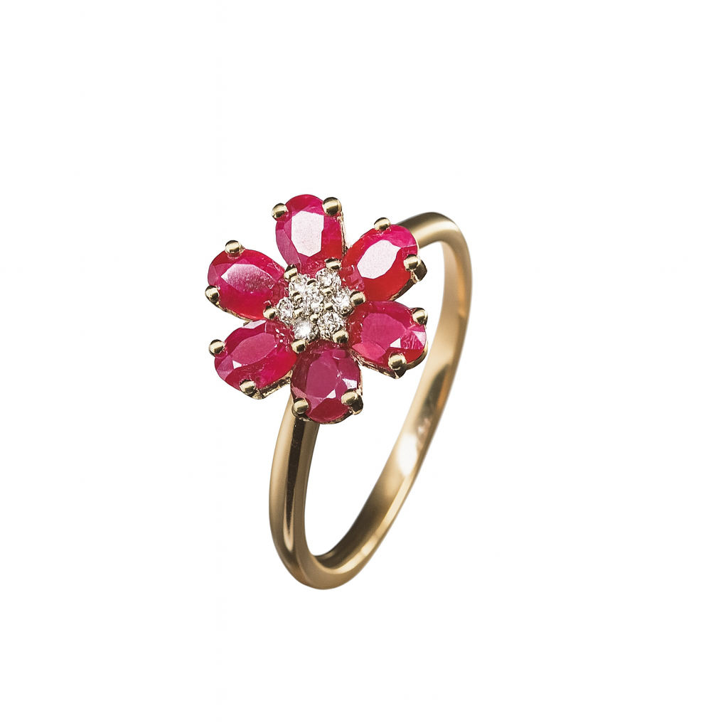 Ruby Floral Cluster Ring