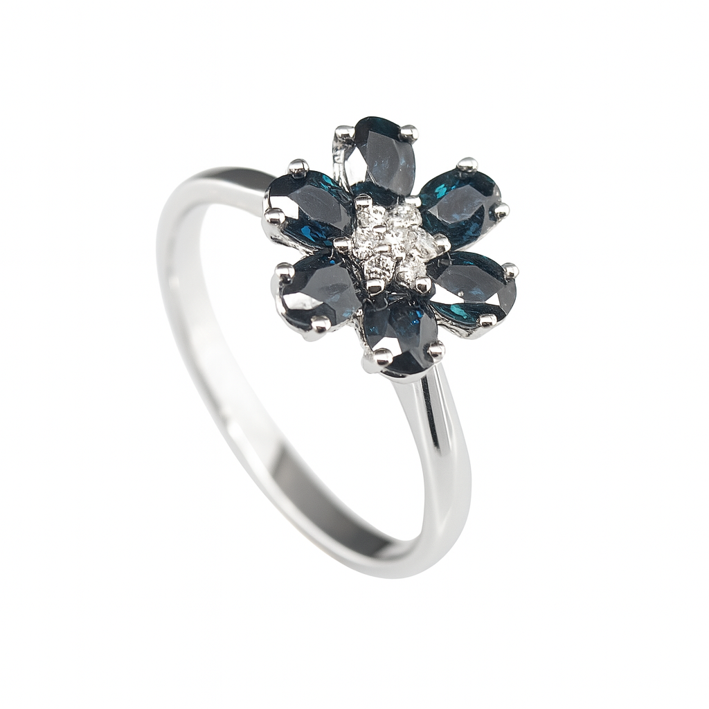 Sapphire Floral Cluster Ring