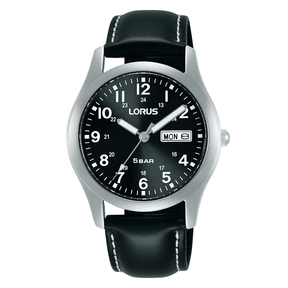 Lorus Men’s Black Leather 24/7 Field watch RXN79DX9