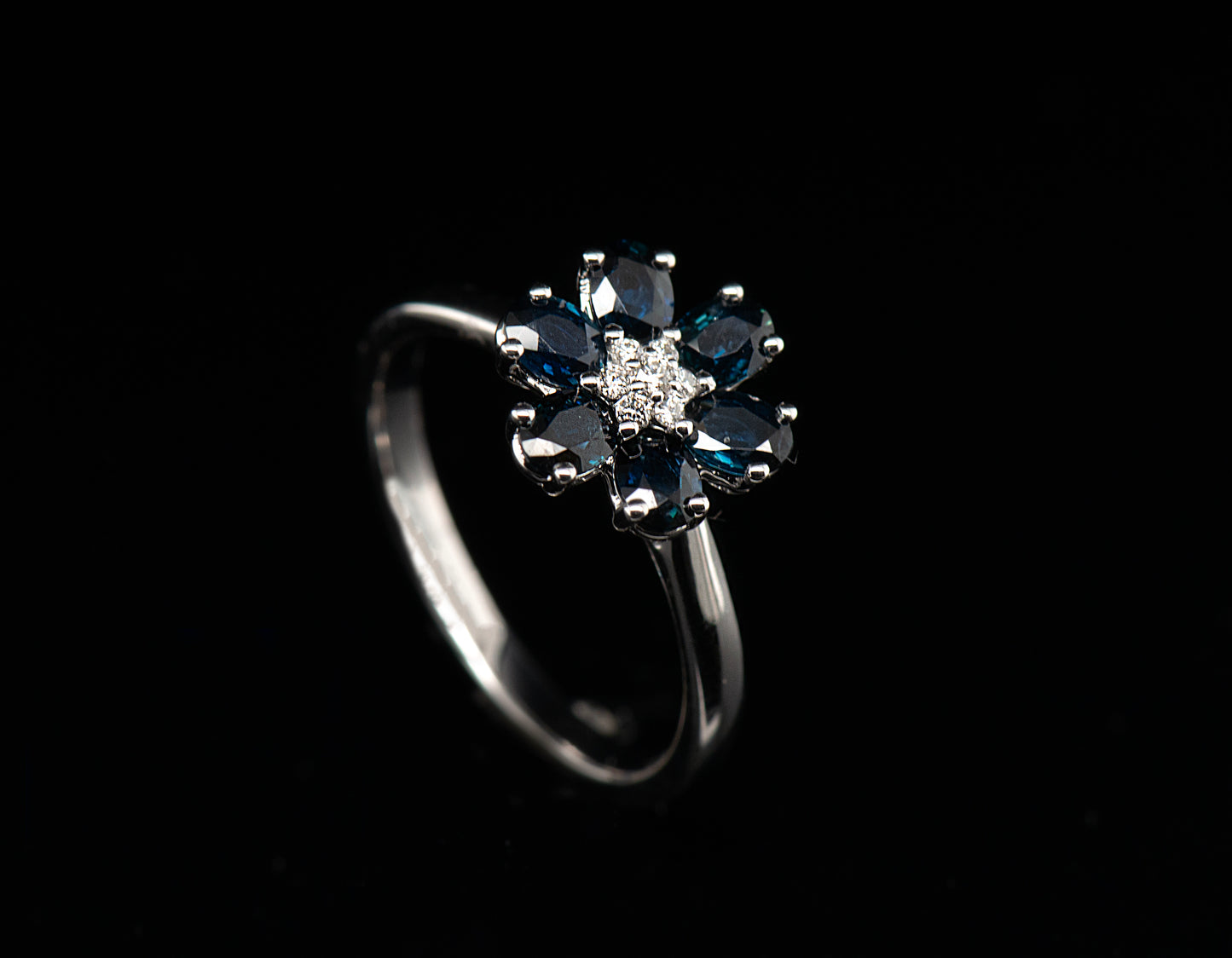 Sapphire Floral Cluster Ring
