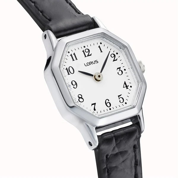 Lorus Black Leather Strap Watch RJ471BX9