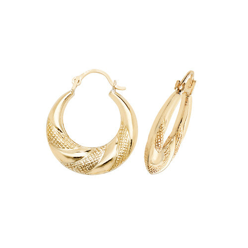 9CT YEL GOLD CREOLE EARRINGS ER334