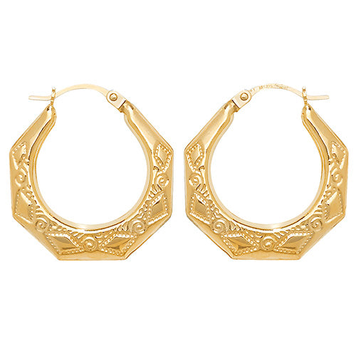 9CT YEL GOLD 15MM CREOLE EARRINGS ER432
