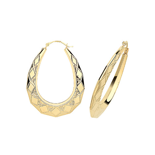 9CT YEL GOLD CREOLE EARRINGS ER496