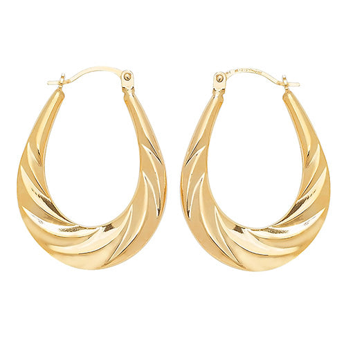 9CT YEL GOLD CREOLE EARRINGS ER828