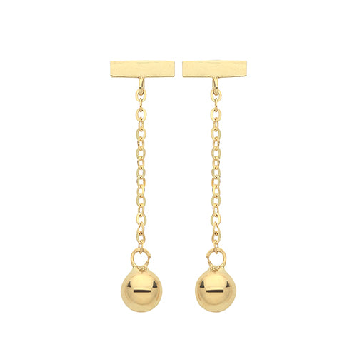 9CT YEL GOLD BAR&BEAD DROP EARRINGS ES1648