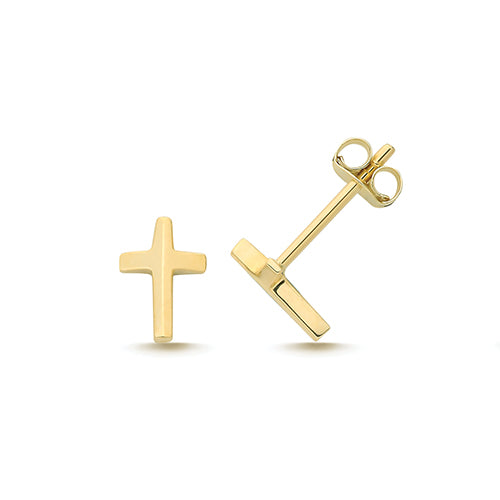 9CT YEL GOLD CROSS STUDS ES2091