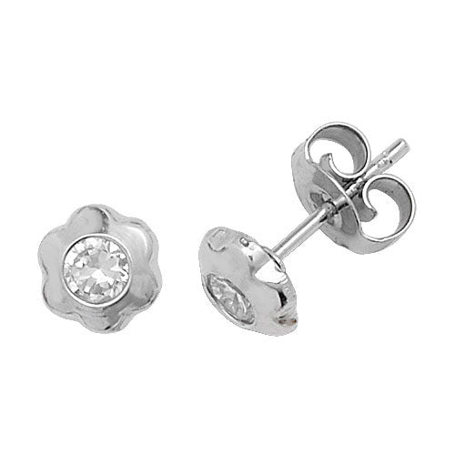 9CT WHT GOLD DAISY CZ STUD EARRINGS ES310