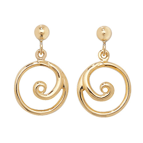 9ct Yellow Gold Swirl Drop Earrings ES390
