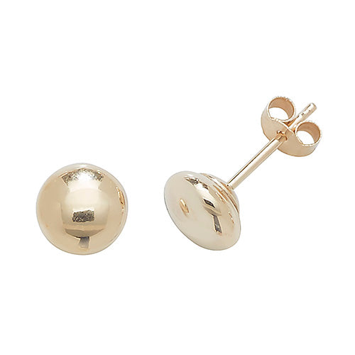 9ct Yellow Gold 5mm Button Stud Earrings ES406