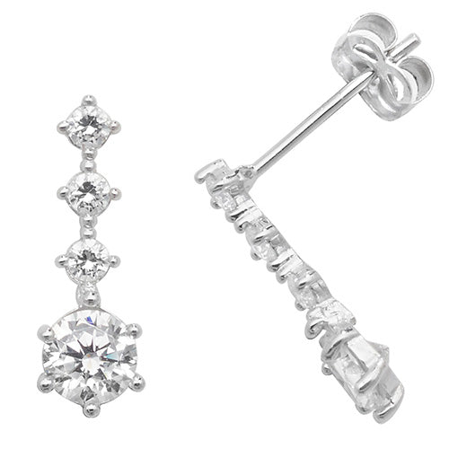 9ct White Gold Cubic Zirconia Drop Earrings ES457W
