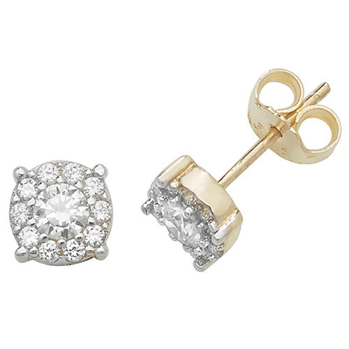 9CT YEL GOLD CZ STUD EARRINGS ES473