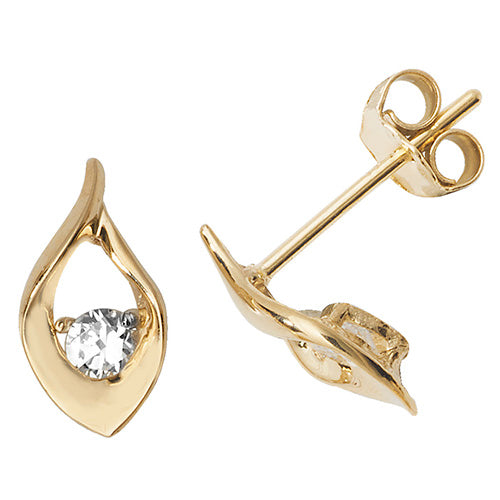 9CT YEL GOLD CZ STUD EARRINGS ES487