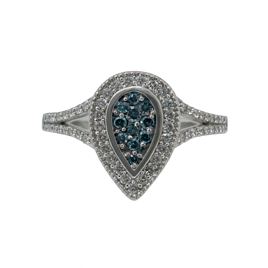 Silver ring with blue gemstones qualified gemmologist
