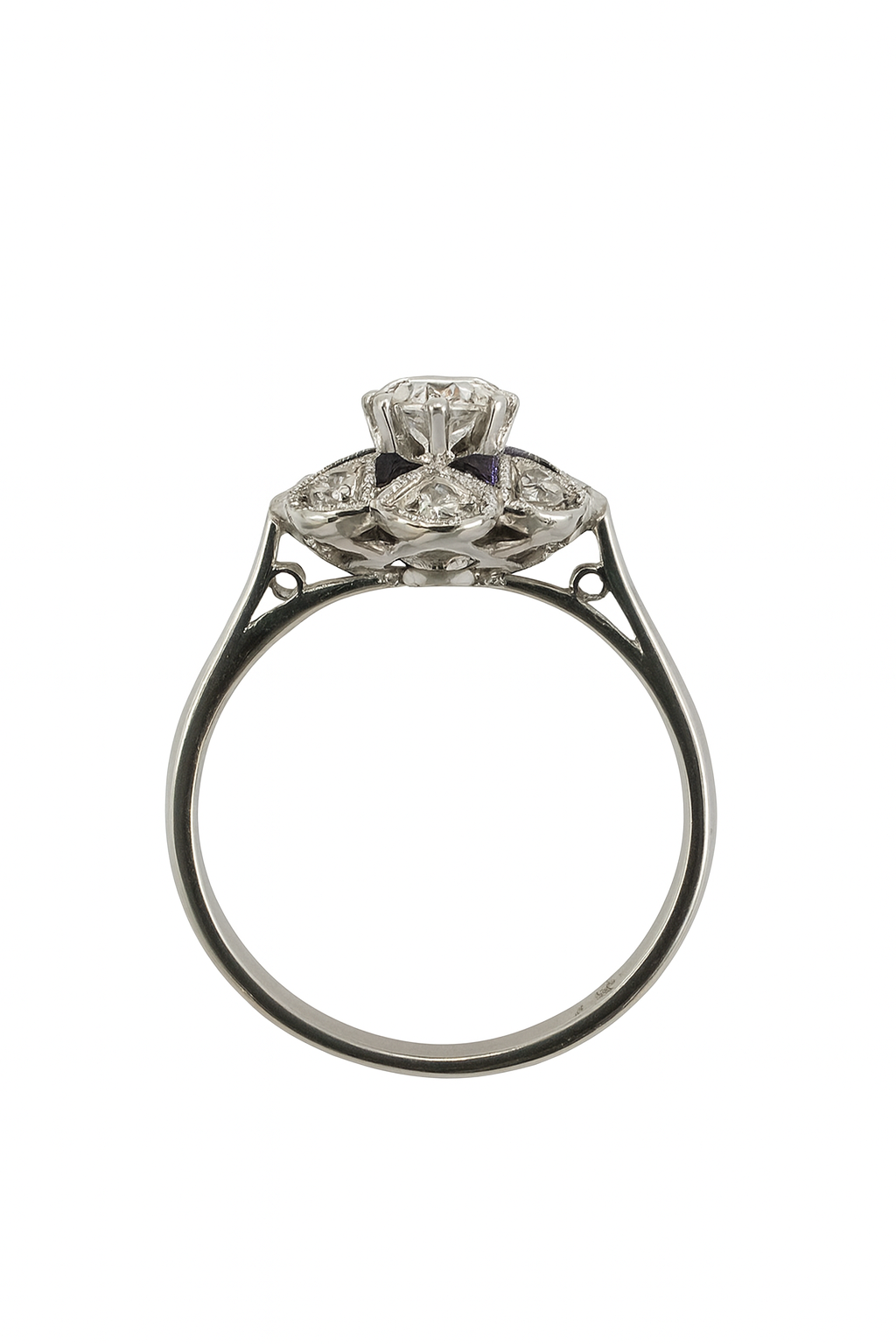 Preloved 18ct & Platinum Sapphire and Diamond Cluster Ring 8658