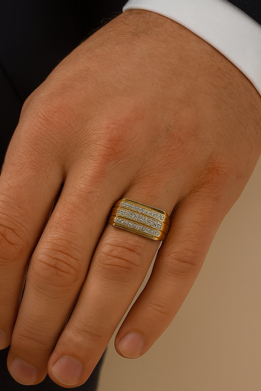 Preloved Yellow Gold Diamond Set Signet Ring 9307