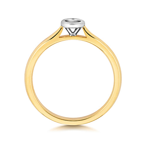 9CT GOLD/ PREMIUM SINGLE STONE MOUNT RING Y/G RUBOVER ROUND M170
