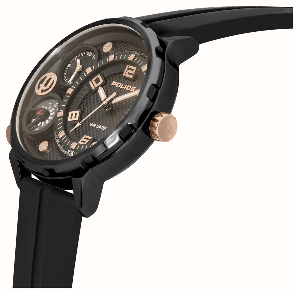 Police Men's Ray (51mm) Black Dial / Black Silicone Strap PEWJN2195301