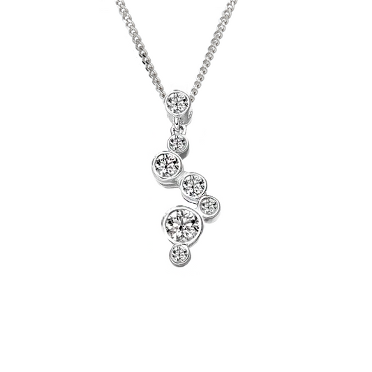 Silver necklace with three round pendants qualified gemmologist