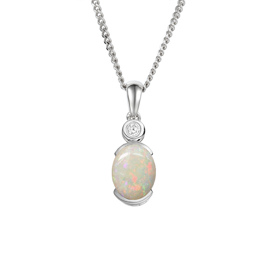 Opal pendant necklace with a diamond qualified gemmologist