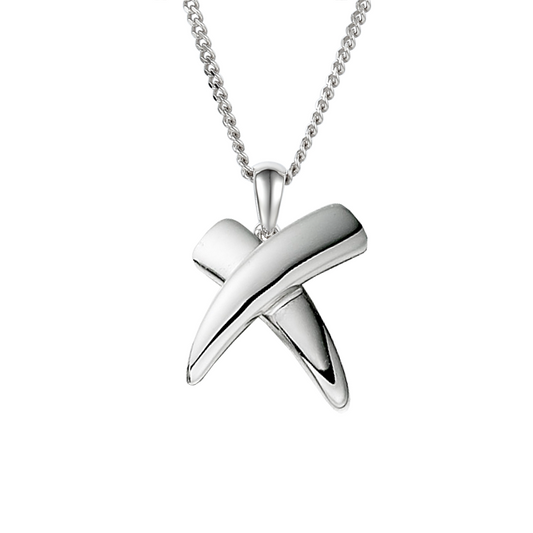 Silver starfish pendant on a chain against a white background