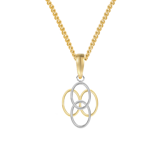 Gold and silver interlocking circle pendant qualified gemmologist