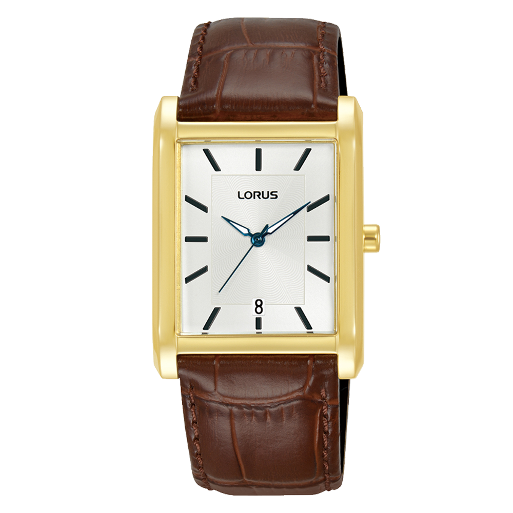 Lorus Men’s Rectangular Brown Leather Strap RH940RX9