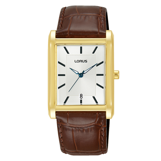 Lorus Men’s Rectangular Brown Leather Strap RH940RX9