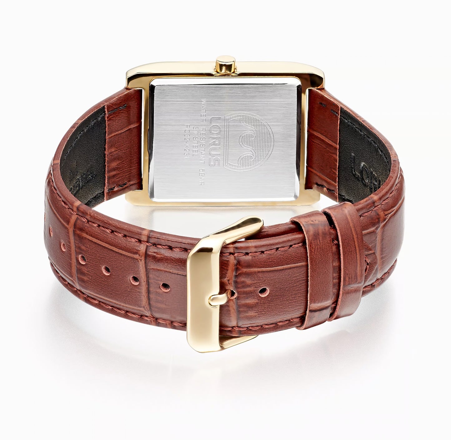 Lorus Men’s Rectangular Brown Leather Strap RH940RX9