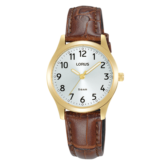 Lorus Women’s Gold tone & brown leather ‘Traditional elegance’ RRX20JX9