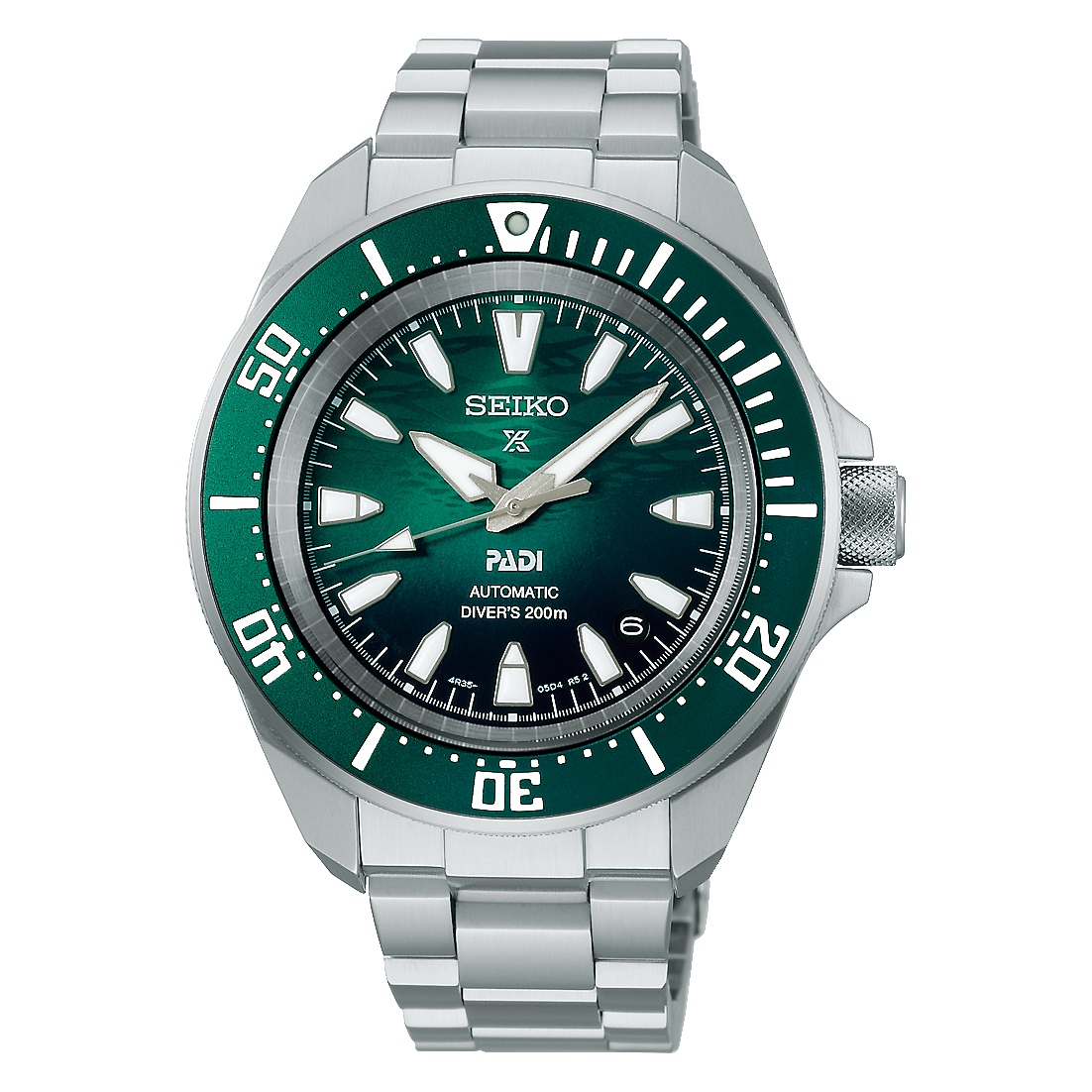 Prospex PADI 60th Anniversary 4R Compact Mechanical Diver’s Watch in Underwater Green SRPL53K1