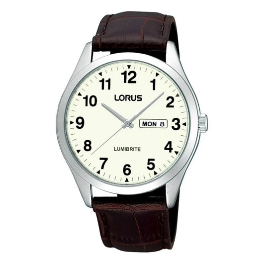 Lorus  Black Leather Strap Watch RJ647AX9