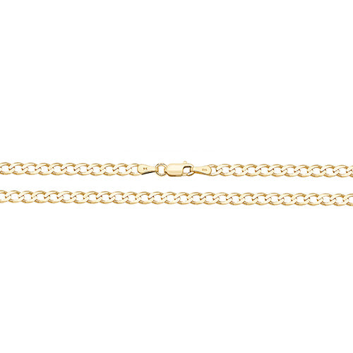 9CT YEL GOLD FLT CURB BVLD CHAIN CH194