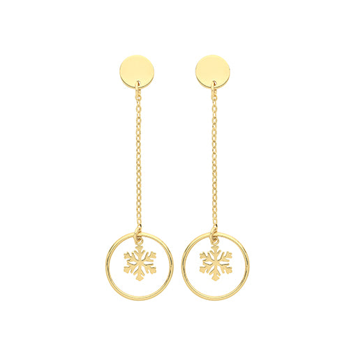 9CT YEL GOLD SNOWFLAKE DROP EARRINGS ER1154