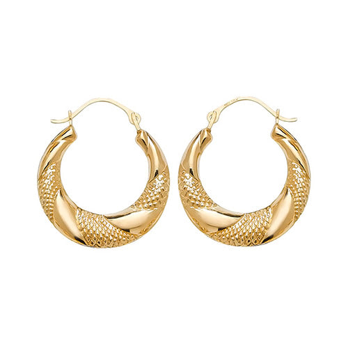 9CT YEL GOLD CREOLE EARRINGS ER491