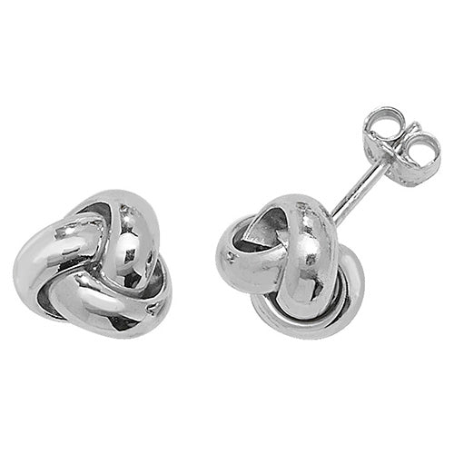 9CT WHT GOLD KNOT STUD EARRINGS ER529W