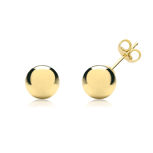 9CT YEL GOLD 7MM BALL STUD EARRINGS ES205