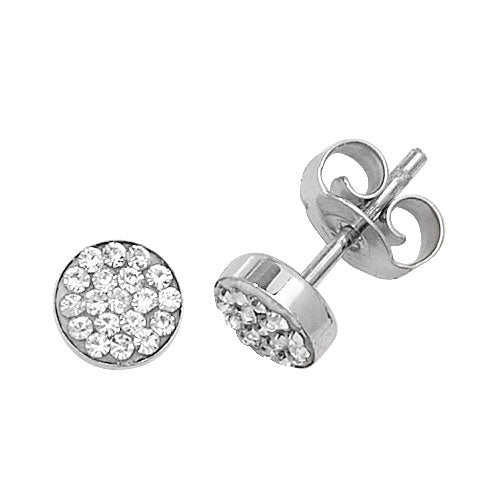 9ct White Round Cubic Zirconia Stud Earrings ES311