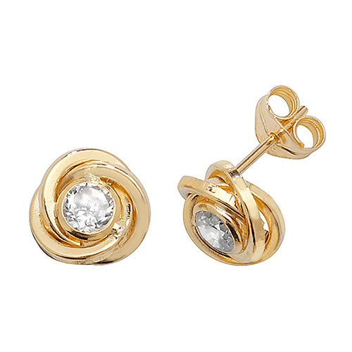 9ct Yellow Gold Cubic Zirconia Orbital Stud Earrings ES368