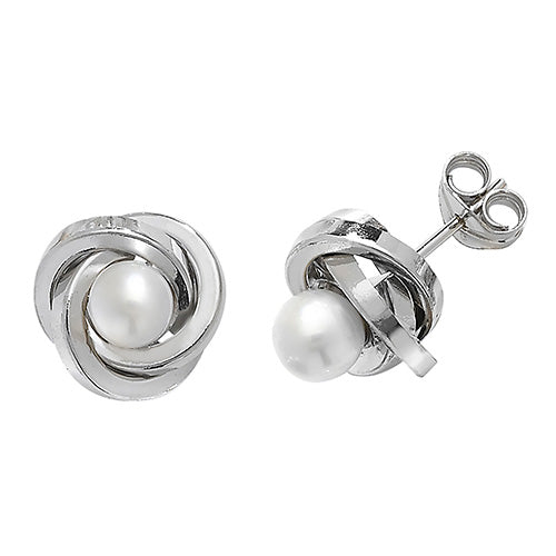 9CT WHT GOLD PEARL ORBITAL STUD EARRINGS ES370W
