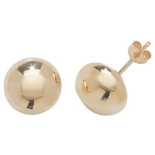 9ct Yellow Gold 8mm Button Stud Earrings ES409