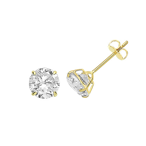 9ct Yellow Gold Cubic Zirconia Stud 6mm ES713