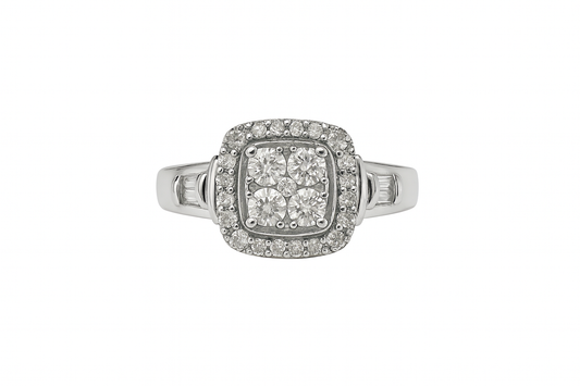 Preloved White Gold Diamond Cluster Ring 8394